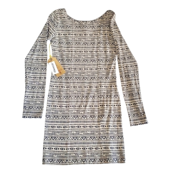 Billabong Tribal Fully Printed Dress Tan/Navy Size Medium NWT. - Picture 2 of 16